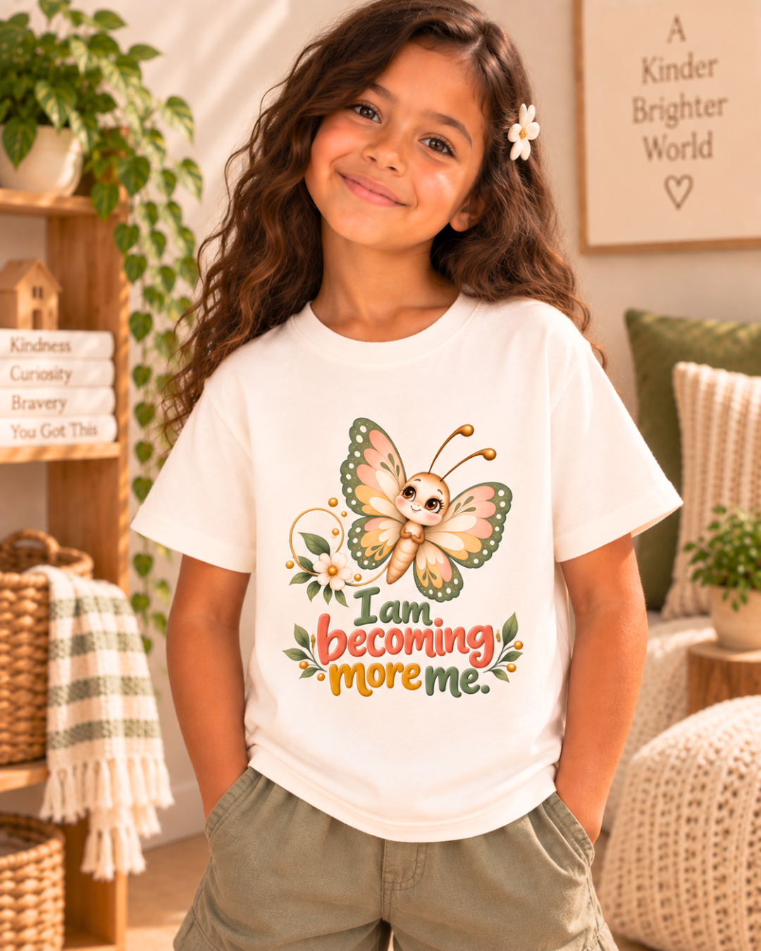 I Am Becoming More Me Butterfly Unisex Kids Tee