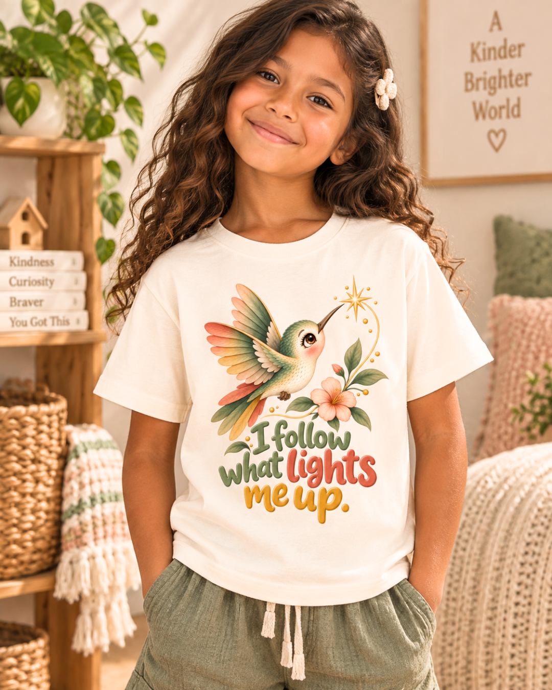 I Follow What Lights Me Up Hummingbird Unisex Kids Tee